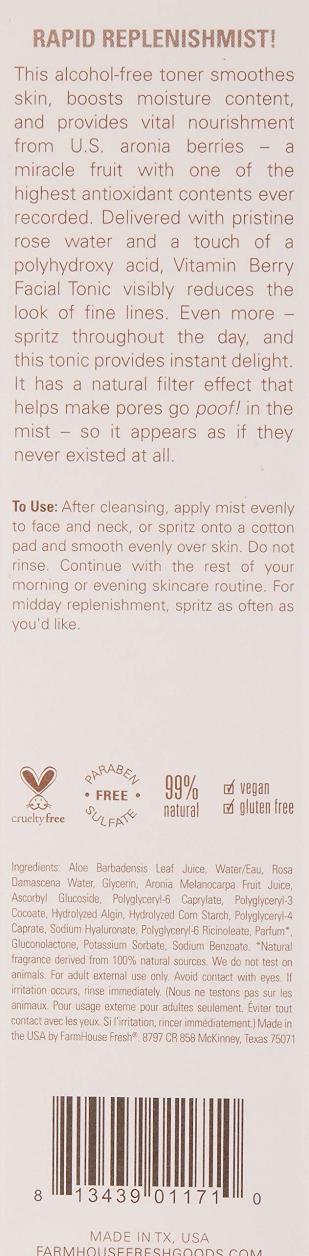 FarmHouse Fresh Vitamin Berry Facial Tonic, 3.5 Fl Oz
