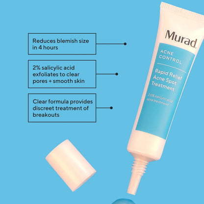 Murad Rapid Relief Acne Spot Treatment - Fast-Acting Blemish Spot Treatment with 2% Salicylic Acid, Pine & Thyme Complex, Horse Chestnut and Oat - Clear Gel Treats Acne & Soothes Skin Fast