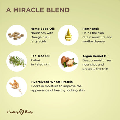 Earthly Body Miracle Oil Shave Cream - Helps Reduce Nicks, Small Cuts & Skin Irritation - With Tea Tree, Hemp Seed & Argan Oils - 100% Vegan, Cruelty Free
