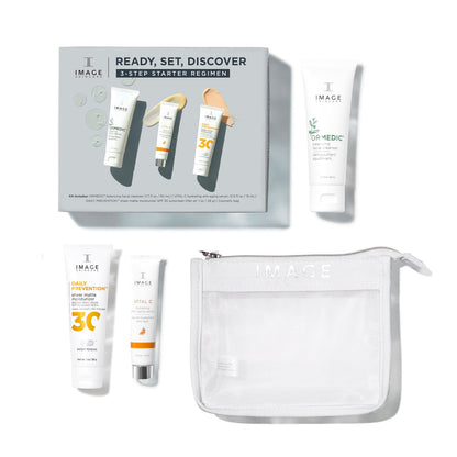 IMAGE Skincare, Ready Set Discover, 3-Piece Travel Ready Skin Care Kit, with Face Wash, Serum, and Moisturizer