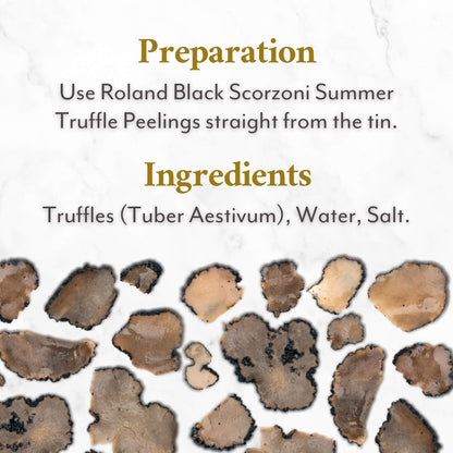 Roland Foods Black Scorzoni Summer Truffle Peelings, Specialty Imported Food, 7-Ounce Can