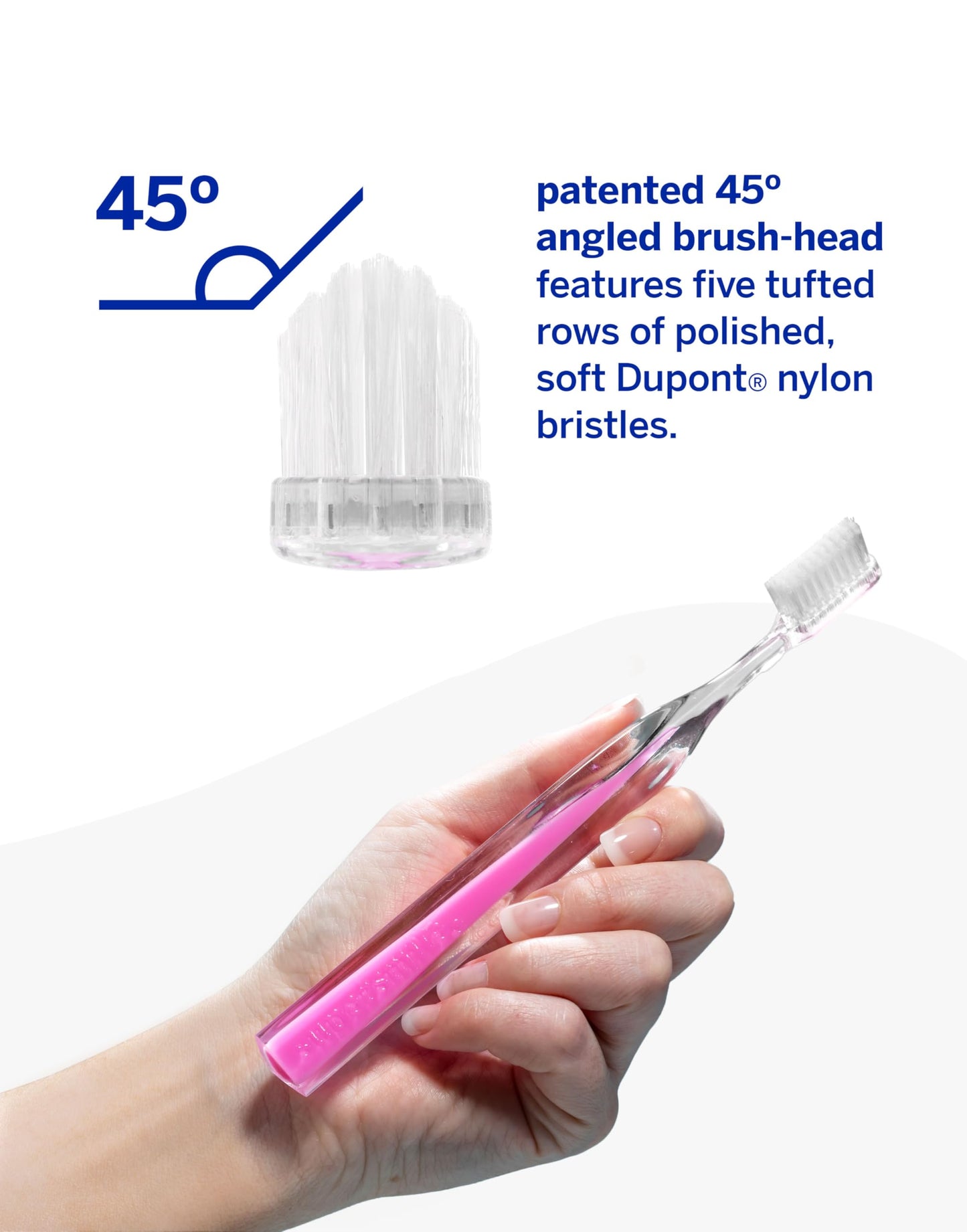 Supersmile Crystal Collection Toothbrush - Whitening Tooth Brush w/Ergonomic Handle - Patented 45° Soft Nylon Bristle Tooth Brushes for Adults & Children