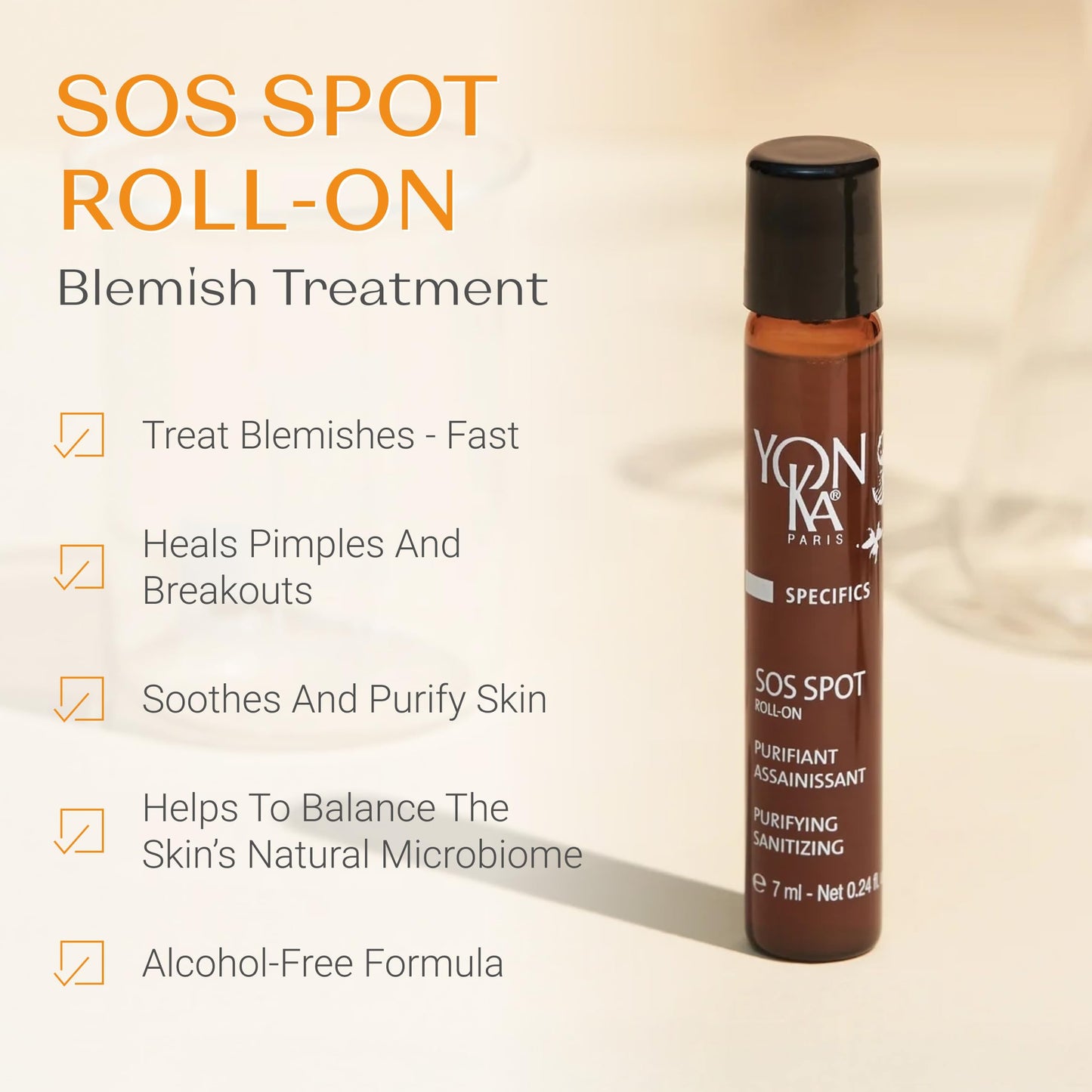 Yon-Ka Purity Travel Set | SOS Spot Roll-On, Eau Micellaire & Lotion Toner | Essential Kit to Cleanse, Purify, Tone & Hydrate Skin | For Dry or Sensitive Skin | 3-Piece Travel Size Set