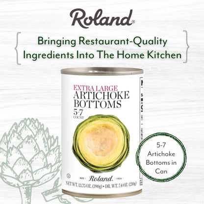 Roland Foods Extra Large Artichoke Bottoms, 5-7 Count, 13.75 Ounce Can, Pack of 6