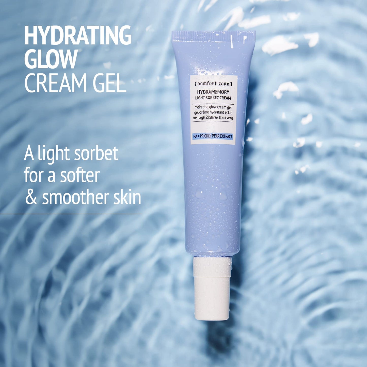 Hydramemory Light Sorbet Cream, Hydrating Face Gel, Non Greasy, Climate Adaptive, Immediate Glow, Softens, Vegan, Prickly Pear, Hyaluronic Acid, Combination Skin, Daily, 2.03 Fl Oz