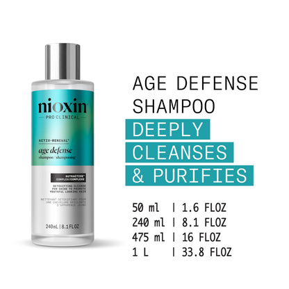 Nioxin Age Defense Shampoo for Aging Hair | Detox Scalp Cleanser with Niacinamide | Deeply Cleanses & Purifies Scalp & Hair | Paraben, Sulfate & Silicone-Free | Daily Use