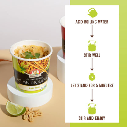 Dr. McDougall's Pad Thai Noodles - Asian Noodles - Gluten Free and Vegan - Instant Ramen Noodle Cups - Vegetarian Ramen - 2 Ounces - Pack of 6