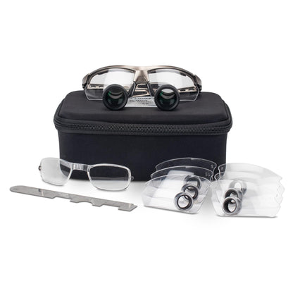 Practicon TTL Easy Size 2.5X Loupes Kit, Measure and Size Through The Lens Loupes, Silver Frame
