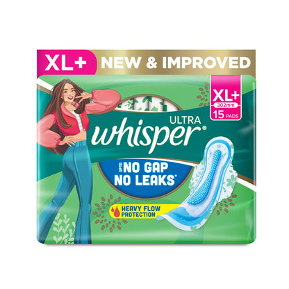 Whisper Ultra Sanitary Pads with Wings - 15 Pieces (XL Plus)