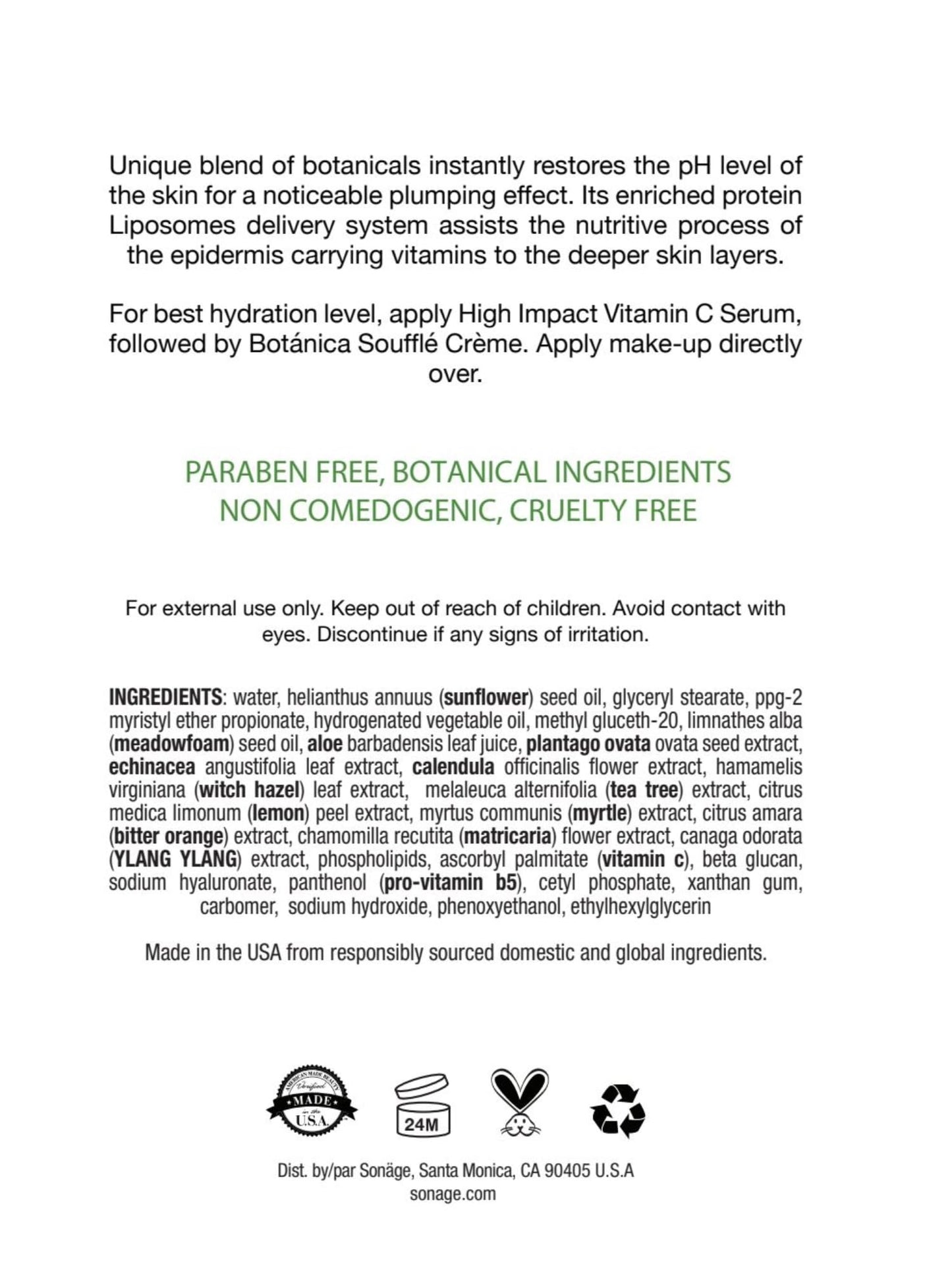 SONAGE Botanica Souffle Cream | Lightweight, Nourishing Daily Moisturizer | Improves Natural Hydration & Restores Skin Barrier
