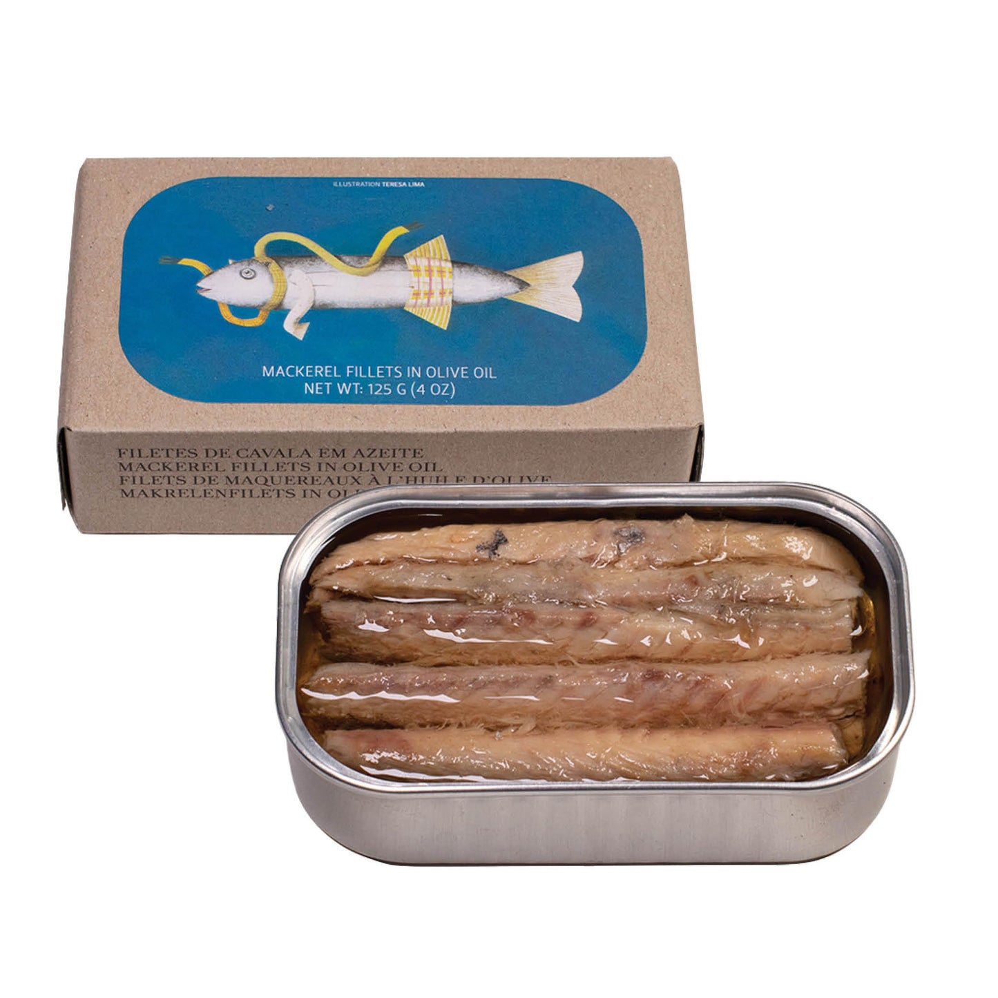 Canned Mackerel Fillets in Olive Oil by Jose Gourmet, Wild Caught Portuguese Mackerel, Tinned Fish in Olive Oil, High Protein Sustainable Seafood Snacks, Omega 3, Fair Trade, 125g Can
