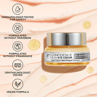 IT Cosmetics Confidence in an Eye Cream - Anti Aging Peptide Eye Cream for Dark Circles & Wrinkles, Lightweight 48HR Hydration, 2% Super Peptide Concentrate, Smooth & Brighten Undereye, All Skin Types