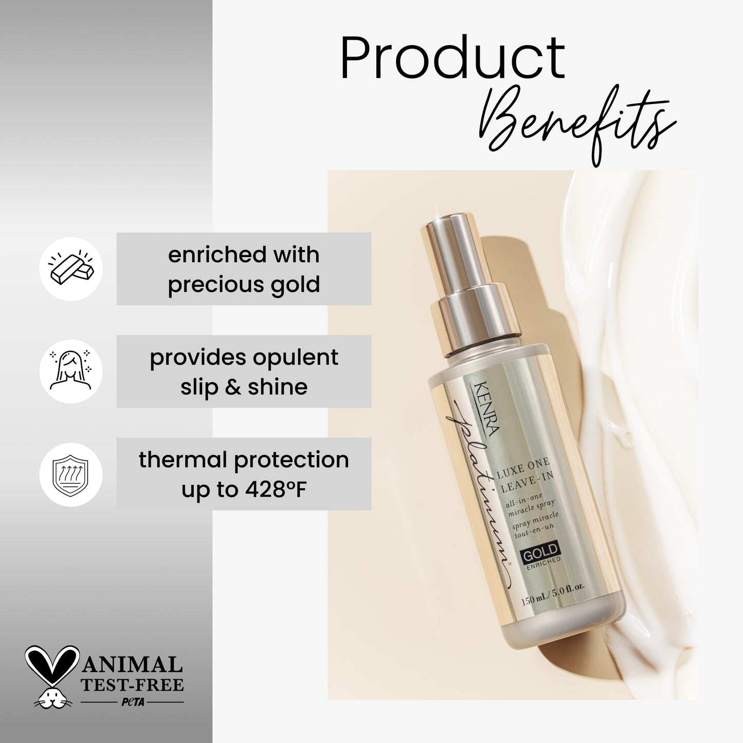 Platinum Luxe One Leave-In | All-In One Miracle Spray | Enriched with Precious Gold | Opulent Slip & Shine | Thermal/Heat Protection | Medium To Coarse Hair