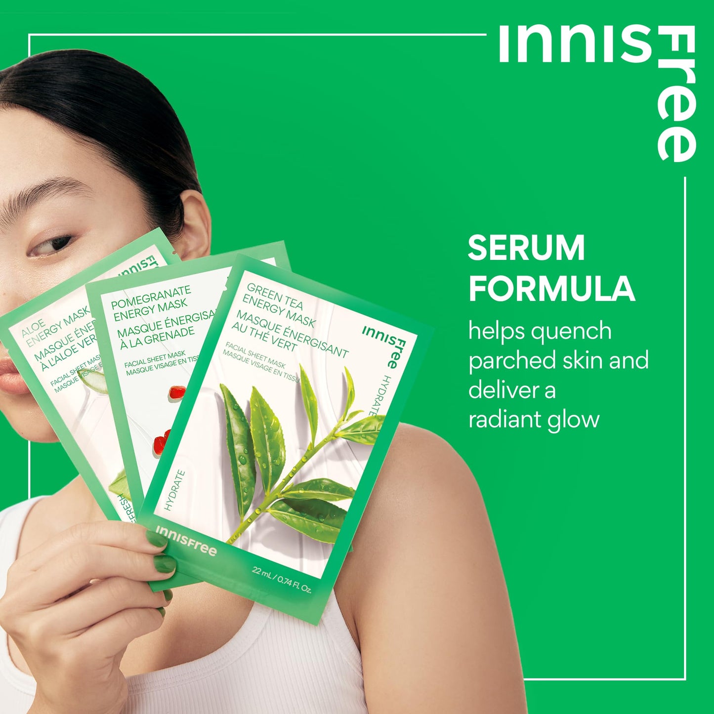 innisfree Energy Mask, Korean Sheet Mask with Hydrating Serum for Soothing, Brightening, and Glowing Skin Care Routine