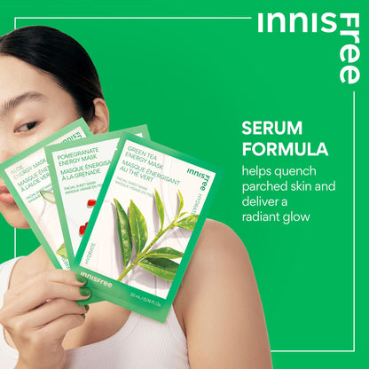 innisfree Energy Mask, Korean Sheet Mask with Hydrating Serum for Soothing, Brightening, and Glowing Skin Care Routine