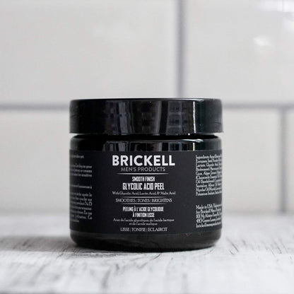 Brickell Men's Smooth Finish Glycolic Acid Peel For Men, Natural and Organic, Anti-Aging Peel for Wrinkles, 2 Ounce, Scented