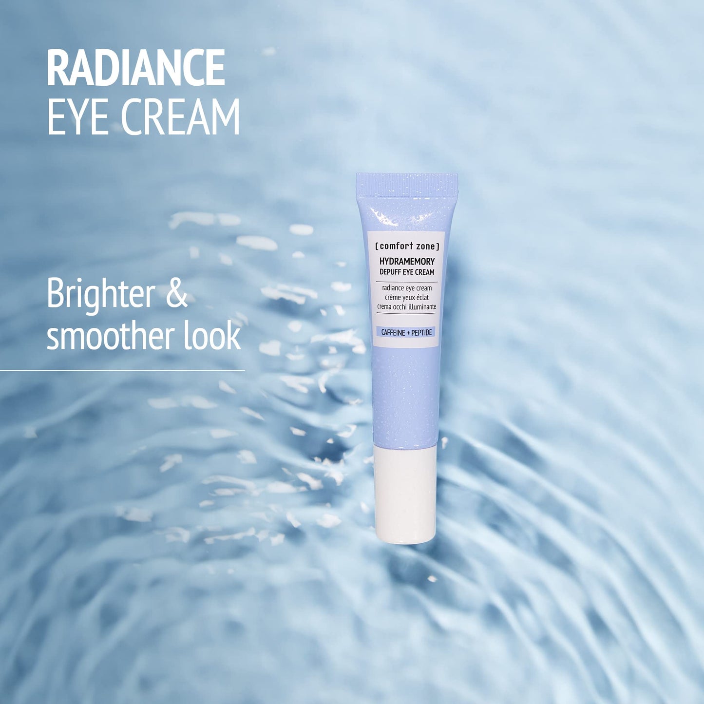 Hydramemory Depuff Eye Cream, Lightweight Moisturizer, Relieves Tired Eyes, Puffiness, Dark Circles, Brightens, Vegan, Caffeine, Peptides, All Skin Types, Daily Use, Italy, 0.51 Fl Oz