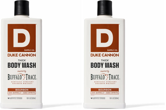 Duke Cannon Supply Co. Thick High Viscosity Body Wash - 3X Thicker, Plant-Based, Mineral-Enriched Body Wash for Men - Big American Bourbon - Mens Body Scrub - Bourbon (18 oz) (Pack of 2)