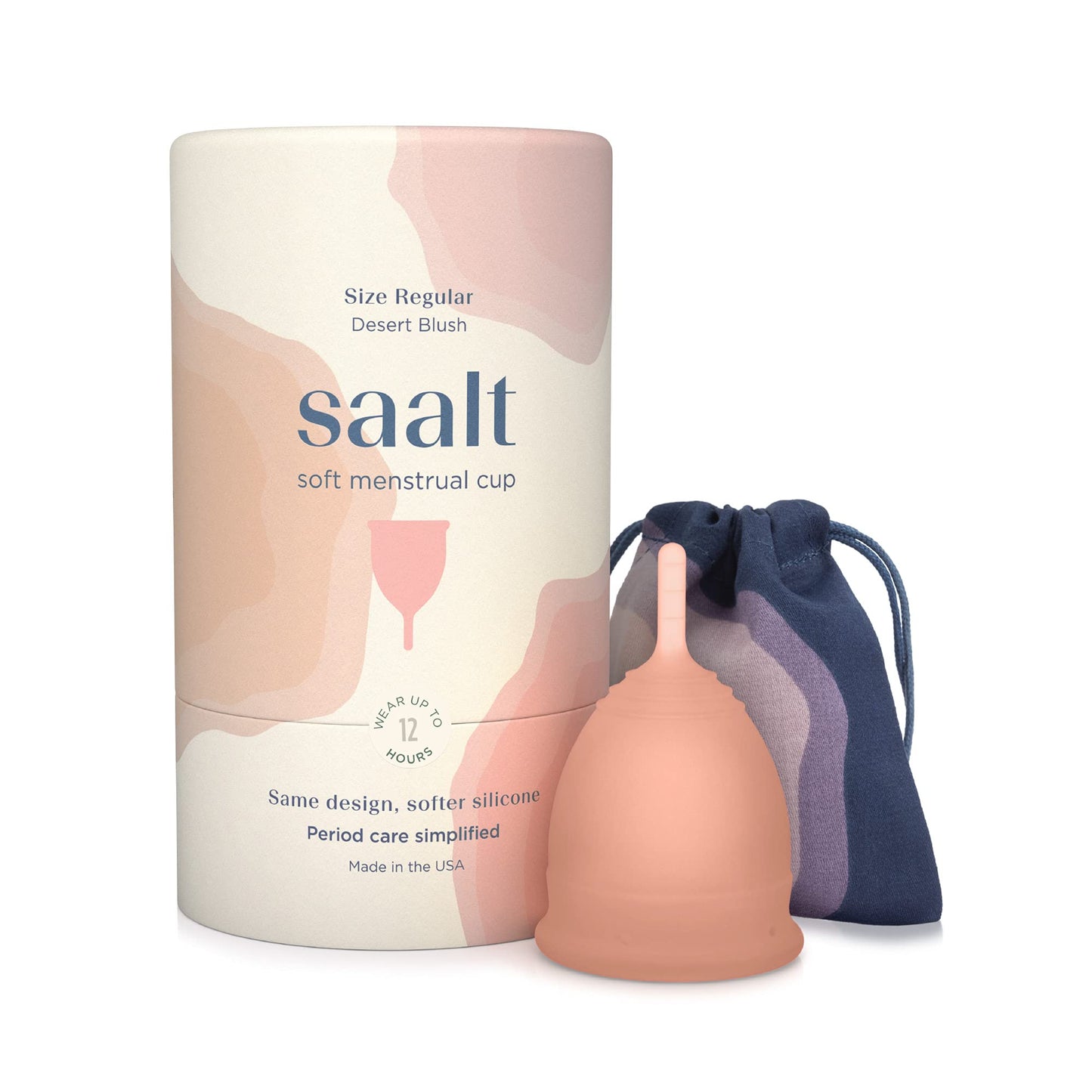 Saalt Soft Menstrual Cup (Desert Blush, Regular) & Cotton Brief Period 100% Cotton Underwear (Medium) - Best Sensitive Reusable Period Cup - Wear for 12 Hours - Tampon and Pad Alternative