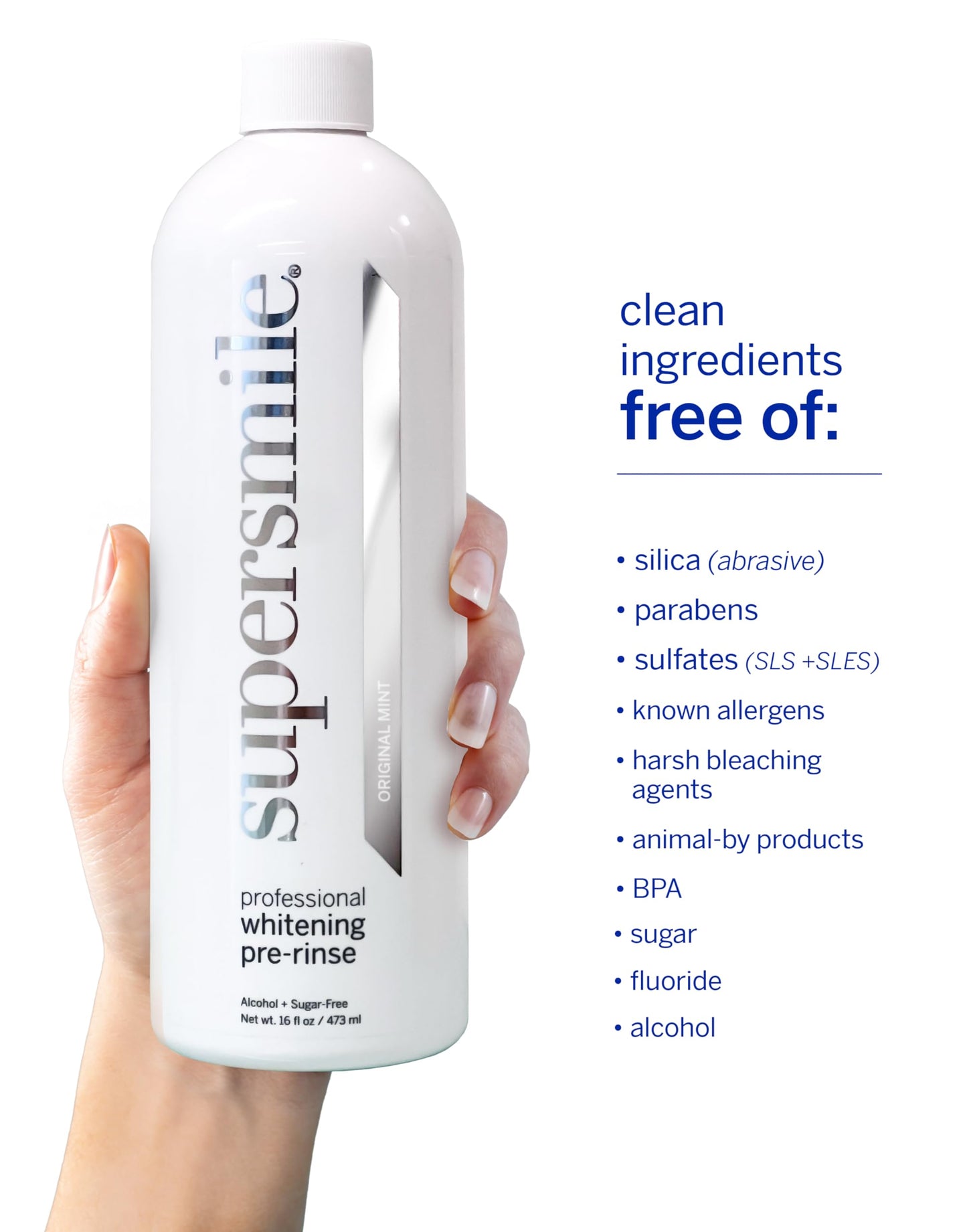 Supersmile Whitening Pre-Rinse - Clinically Formulated Pre-Brush Dental Mouthwash, Cleans and Whitens Teeth in Hard-to-Reach Places - Fresh Breath - Anti-Germicidal - Alcohol-Free (16 Fl Oz)