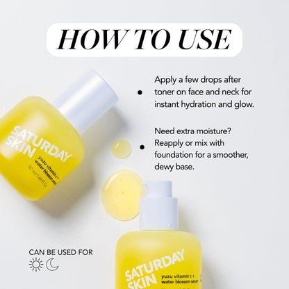 Saturday Skin Yuzu Vitamin C Serum-Brightening Hydrating Anti-Aging Serum with Hyaluronic Acid Peptides Niacinamide Plumping Glass Skin for Uneven Tone Dark Spots Korean Skin Care (50 ml)