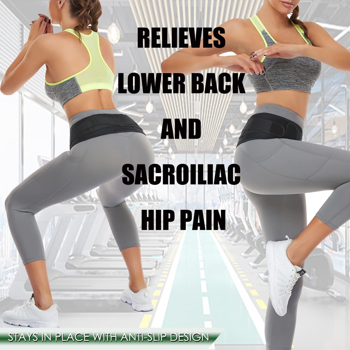 Sacroiliac SI Hip Belt for Women Men SI Joint Hip Belt Lower Back Support Brace Hip Braces for Hip Pain Pelvic Support Belt Adjustable Sciatica Pelvis Lumbar Pain Relief Trochanter
