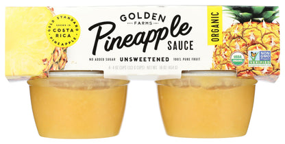 Golden Farms Pineapple Cups, Single Ingredient Healthy Snacks (Pack of 4), 100% Pure Fruit, No Added Sugar, Vegan, Gluten-Free, Kosher, Organic 4oz Fruit Cups