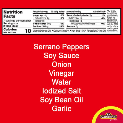 La Costeña Sliced Serrano Pepper Toreado - Fire Roasted Spicy Green Chiles for Mexican Food, Pico de Gallo, Taco Seasoning, Salsa Verde & Guacamole - Pickled Vegetables - 7.7oz, 12 Pack Canned Chilis