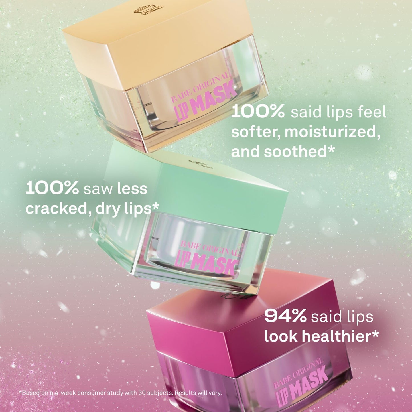 BABE ORIGINAL Lip Mask Minis Trio, Set of 3, Overnight Lip Mask for Dry Lips | Frosted Vanilla, Sweet Mint & Sugar Plum Scented | Vitamin E, Roship Oil & Hyaluronic Acid for Smoother, Moisturized Lips