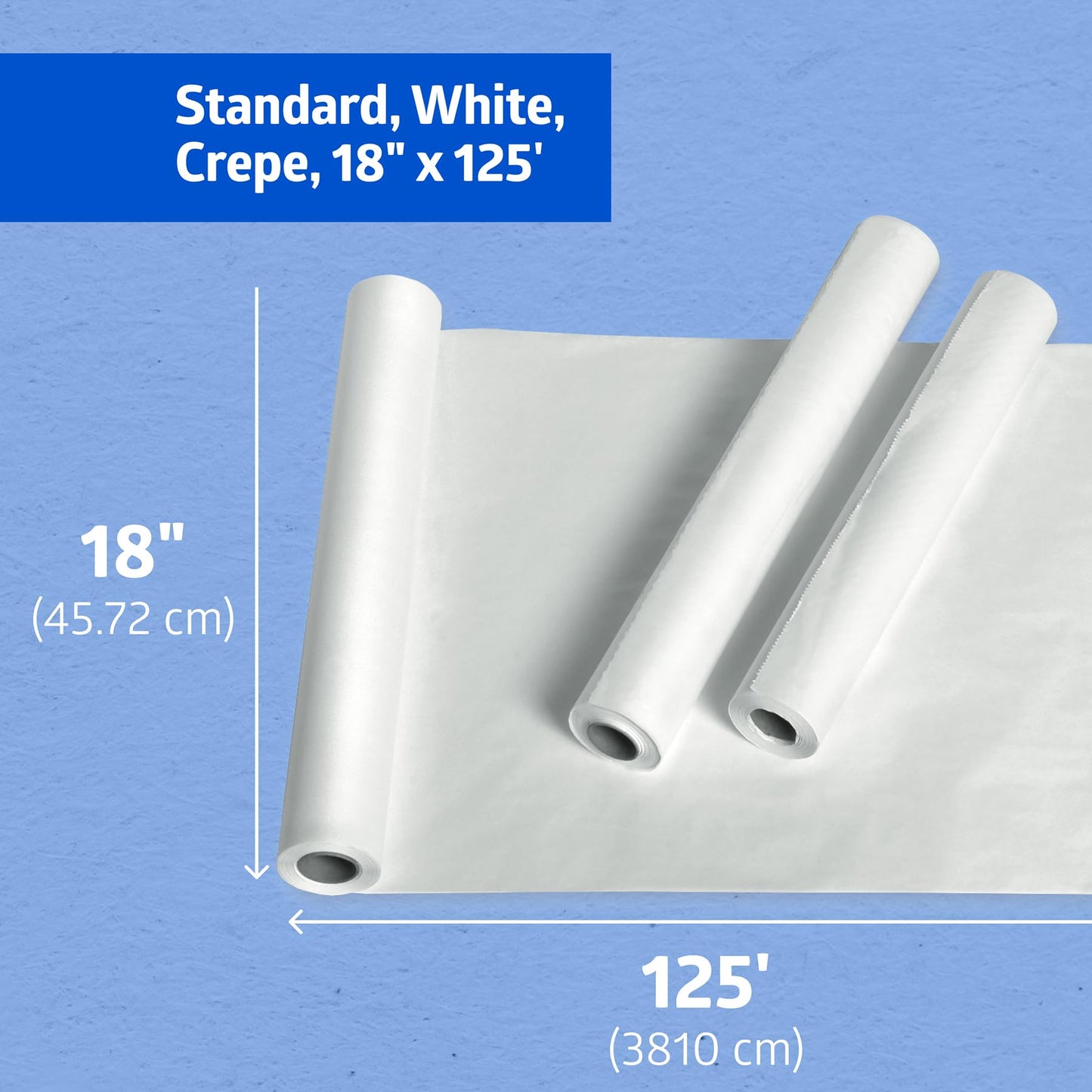 Medline Medical Exam Table Paper, Crepe Table Paper, 18 inches X 125 feet, Case of 12 Rolls