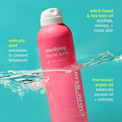 Dermalogica Clear Start Clarifying Bacne Spray, Back Acne Treatment Spray for Body Breakout - Pore Clearing, Preventing Pimple with Salicylic Acid, Witch Hazel, Tea Tree Oil, All Skin Type, 6 fl oz