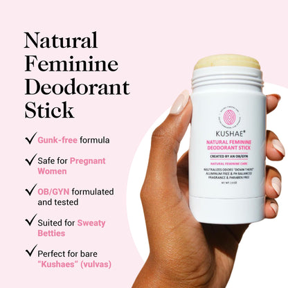 Kushae Feminine Hygiene Care Bundle - 2-in-1 Gentle Foaming Wash to Balance pH & Maintain Freshness - Feminine Deodorant Stick for Odor Protection - OB/GYN Made, All-Natural, Made in USA