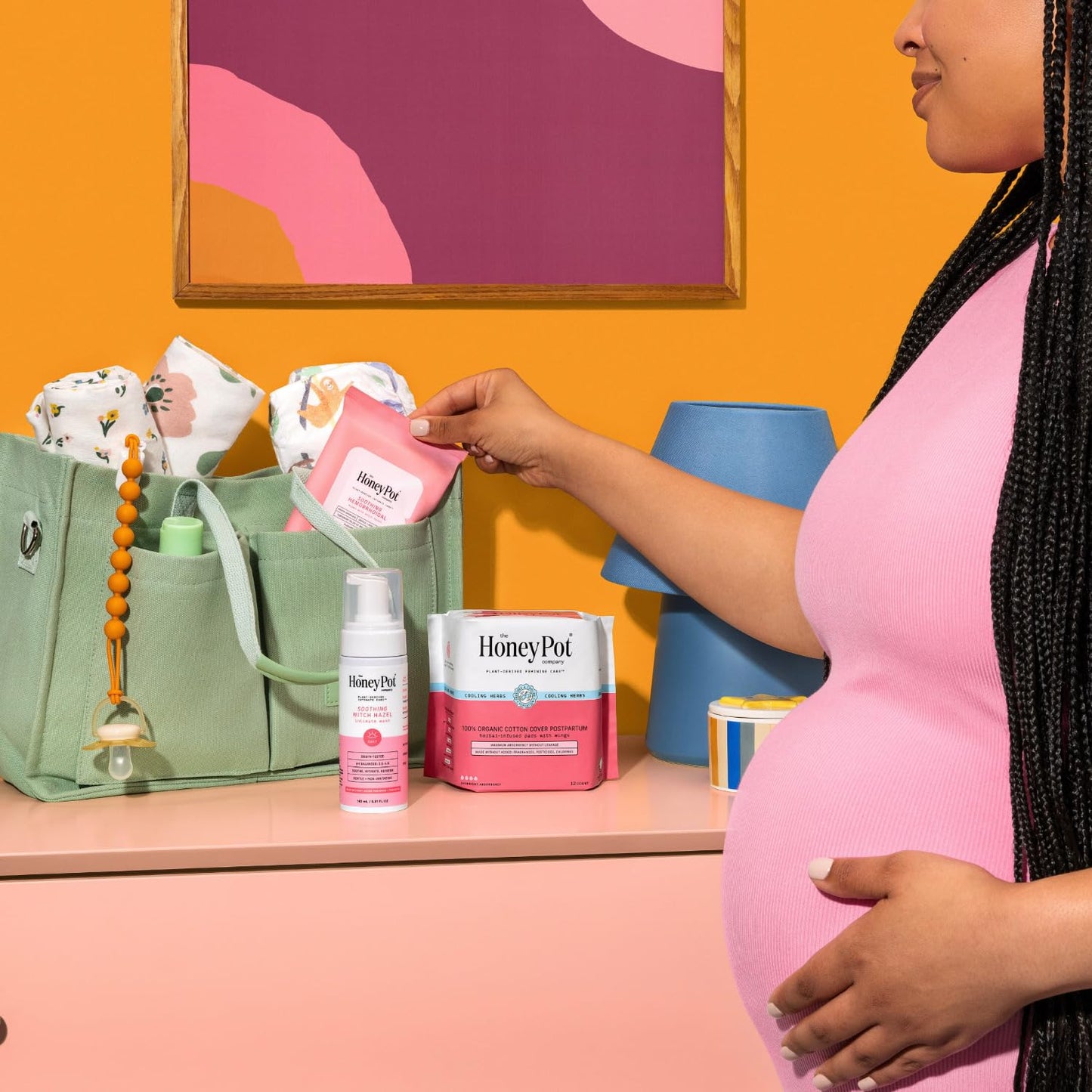 The Honey Pot Company - Witch Hazel Feminine Wash and Wipe Bundle - Postpartum Essentials - New Mom Must Haves