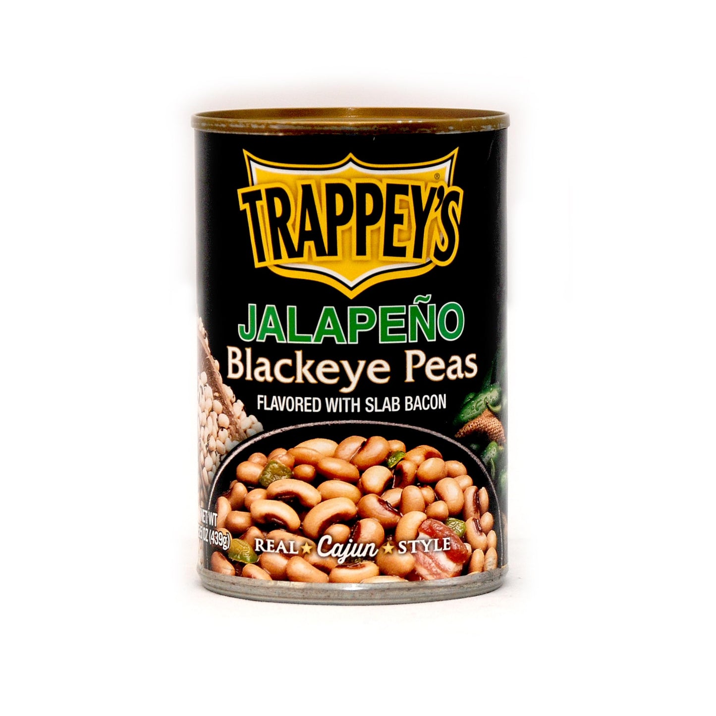 Trappey's Bacon Flavored Blackeyed Peas with Jalapenos, 15 Ounce Cans, (Pack of 3) Bundled with a JFS Recipe Card