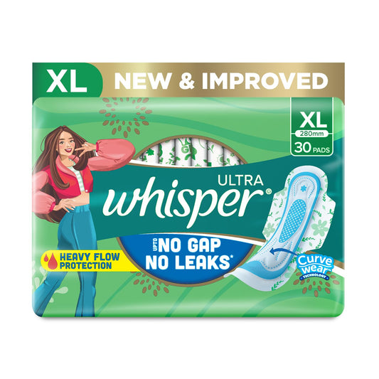 Whisper Ultra Clean Sanitary with Wings - 30 Pieces (XL)