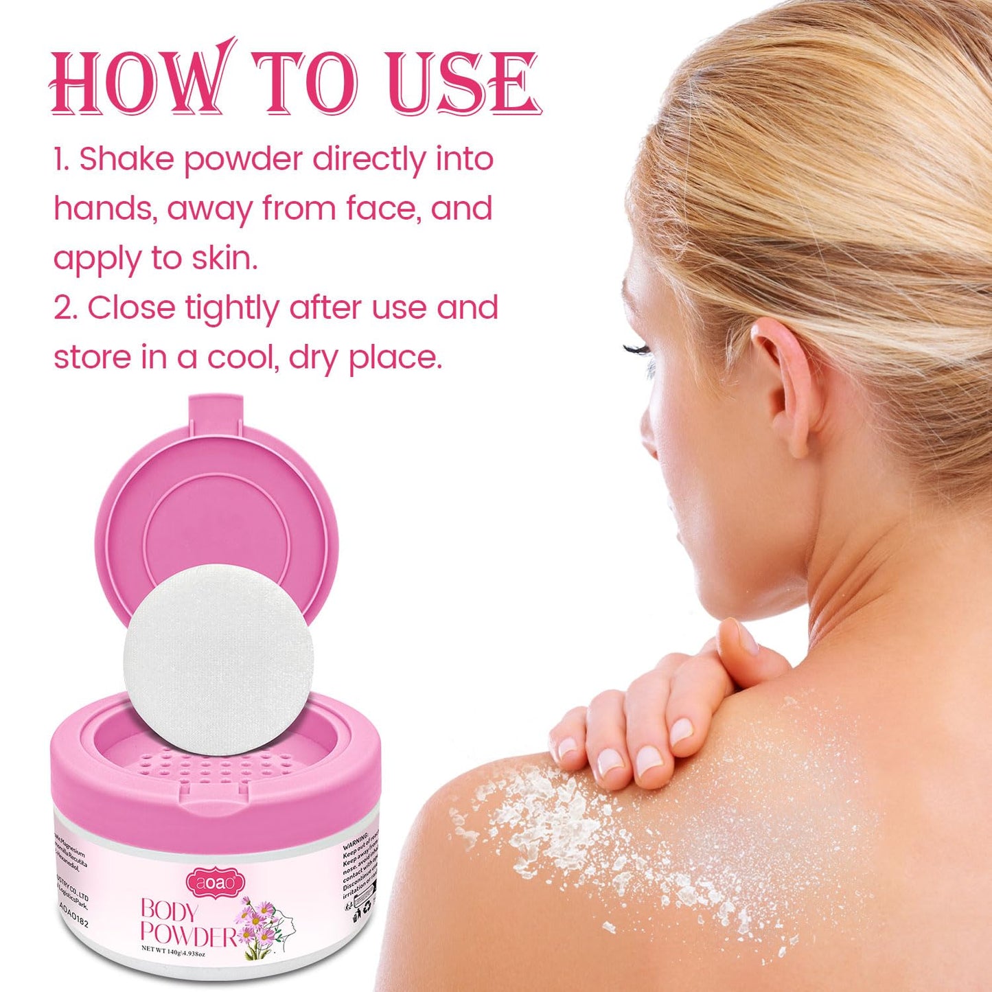Body Powder for Women, Dual-Powder Base Talc-Free, Zinc Oxide Protect, Botanical Soothing, Feminine Essential Dusting Powder with Puff, After Bath Absorption & Anti-Chafe for Neck & Delicate skin, 5oz