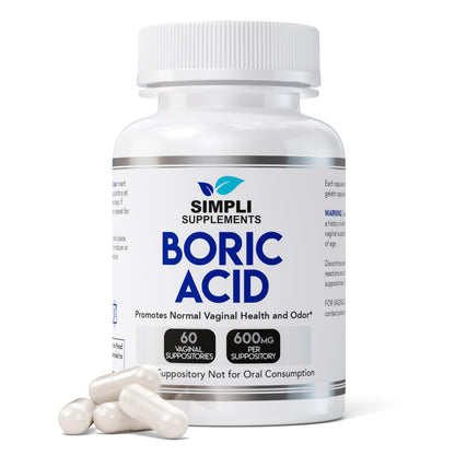Boric Acid Suppositories for Women 600mg – 60 Count | Vaginal pH Balance Support | Feminine Care | Helps Maintain Freshness & Odor Control