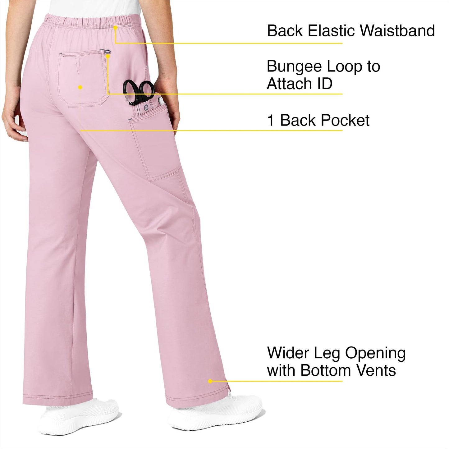 WonderWink Women's WonderFlex Grace Flare Leg Cargo Pant, Rose Blush, 2X