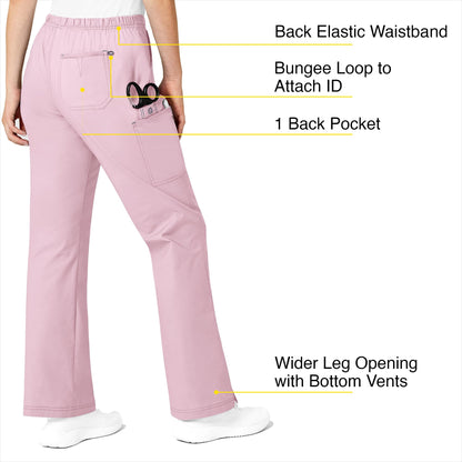 WonderWink Women's WonderFlex Grace Flare Leg Cargo Pant, Rose Blush, 2X