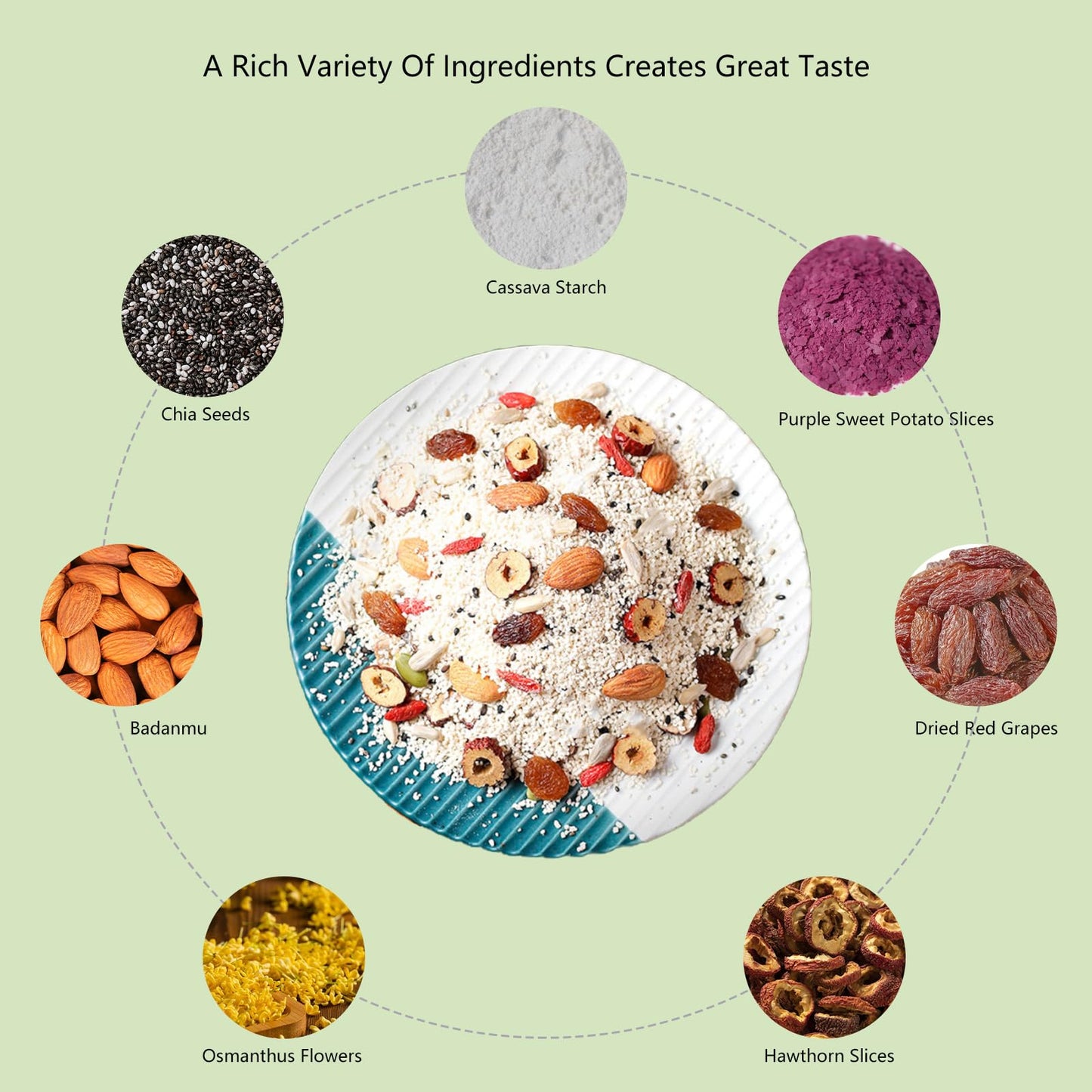 Chia Seed Osmanthus Nut Lotus Powder,莲藕粉,Instant Breakfast Powder,Nutritious Meal Replacement Powders,for Homemade Porridge, Hot Pot & Asian Desserts
