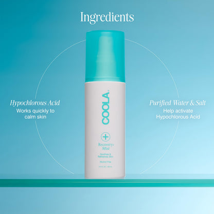 COOLA Recovery+ Face Mist, Hypochlorous Acid Spray for Face, Dermatologist Tested Skin Care, Helps Reduce Redness and Refresh Skin, 3.4oz