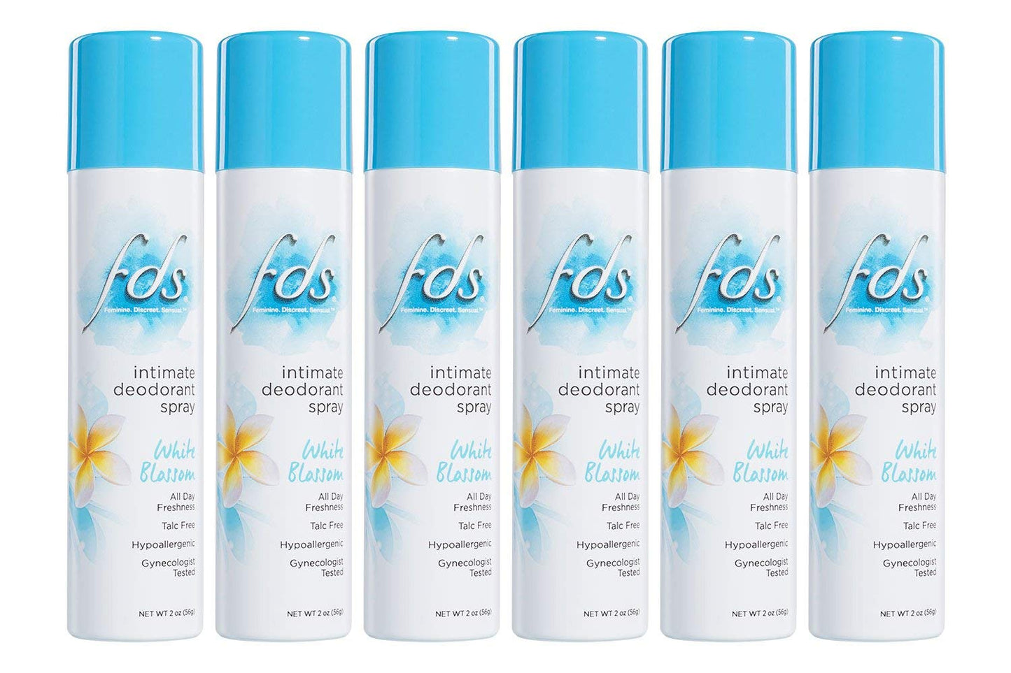 FDS Hypoallergenic Intimate Deodorant Spray, White Blossom 2 Ounce (6-Pack)