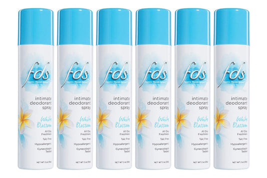 FDS Hypoallergenic Intimate Deodorant Spray, White Blossom 2 Ounce (6-Pack)