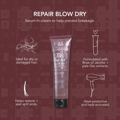 Bumble and bumble. Repair Blow Dry Heat Protective Styling Cream | For Damaged Hair + Smoothing | Seals Split Ends and Prevents Breakage | For Medium to Thick Curly, Wavy, Straight Hair Types, 5 Fl Oz