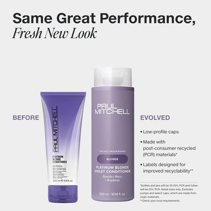 Paul Mitchell Platinum Blonde Violet Conditioner, Banishes Brass + Brightens, Ideal for Light to Medium Blonde, Silver, Gray or White Hair