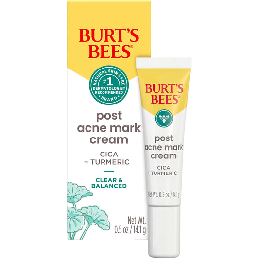 Burt's Bees Back To School Dorm Essentials, Post Acne Mark Cream for All Skin Types, Gentle Dark Spot Correcting Cream for Face, Formulated with Turmeric, 0.5 Oz.