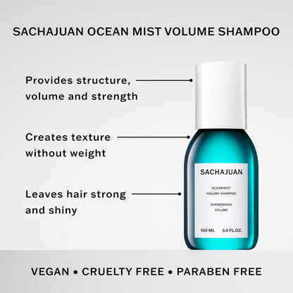 SACHAJUAN Ocean Mist Volume Shampoo | Lightweight Volumizing Shampoo for Fine Hair | Gently Cleanses, Body & Shine | Strengthens & Improves Elasticity | Paraben-Free, Vegan & Cruelty-Free | 3.4 oz