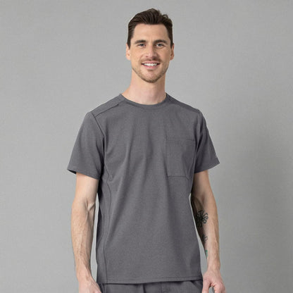 WonderWink mens Men's Moto Knit Crew Neck Top Medical Scrubs, Pewter Heather, X-Large US