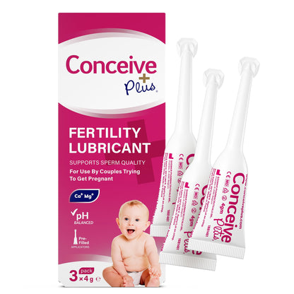 CONCEIVE PLUS Fertility Lubricant Pre Filled Applicators, Fertility & Sperm Friendly Lube for Couples TTC - Water Based Vaginal Moisturizer Safe for Pregnancy | 3 x 4g for Conception Support