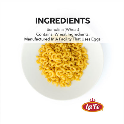La Fe Elbow Macaroni Pasta 16oz - 3 Pack - Unenriched Semolina Wheat Pasta Italian Elbows - Cholesterol & Sodium Free